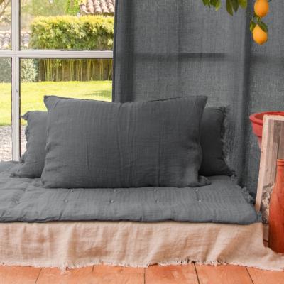 Grand Coussin Etamine en lin lavé 50x75 cm Anthracite 