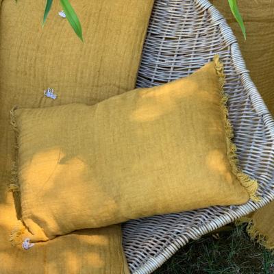 Coussin Etamine en lin lavé 30x45 cm Ocre