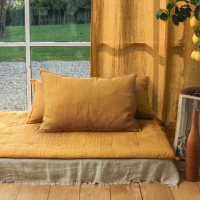 Grand Coussin Etamine en lin lavé 50x75 cm Tabac