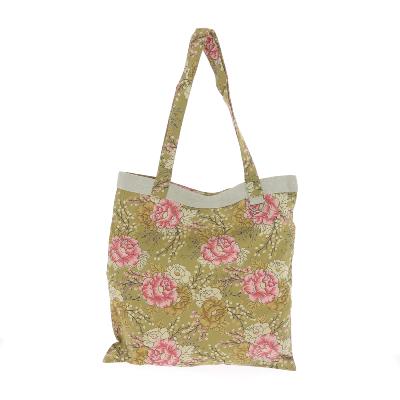 Tote bag en coton imprimé BLOOM 38x40 cm OLIVE