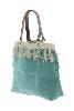 Sac cabas medium BOHO en velours de coton et gros lin - Canard