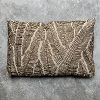 Coussin en Lin PALME 30x45 cm brodé de sequins Bronze